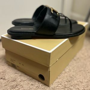 MICHAEL Michael Kors Black Camila Thong Leather Sandals size 7M